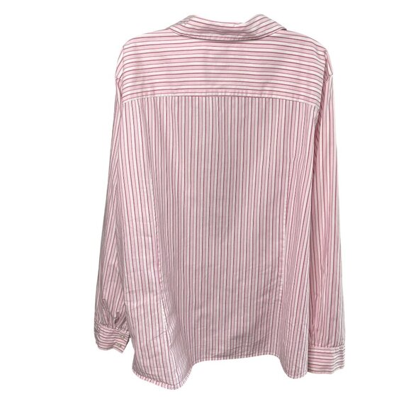 Izod Womens Button Down Shirt Stripe Pink White Size 3X - Picture 7 of 10